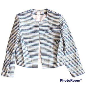 NWT Maggy London Striped Metallic Open Front Blazer Size 12P Jacket Size